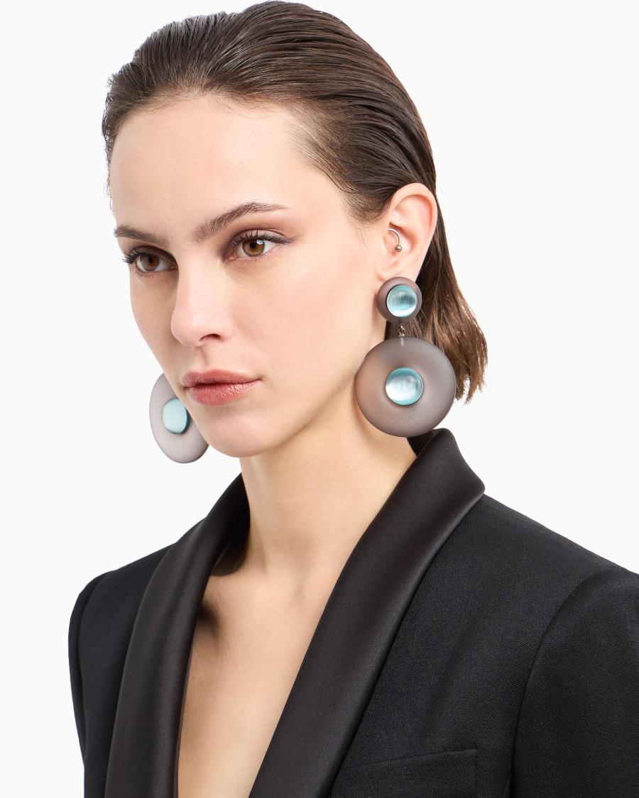 The World Of Armani ORECCHINI A CLIP PENDENTI IN RESINA