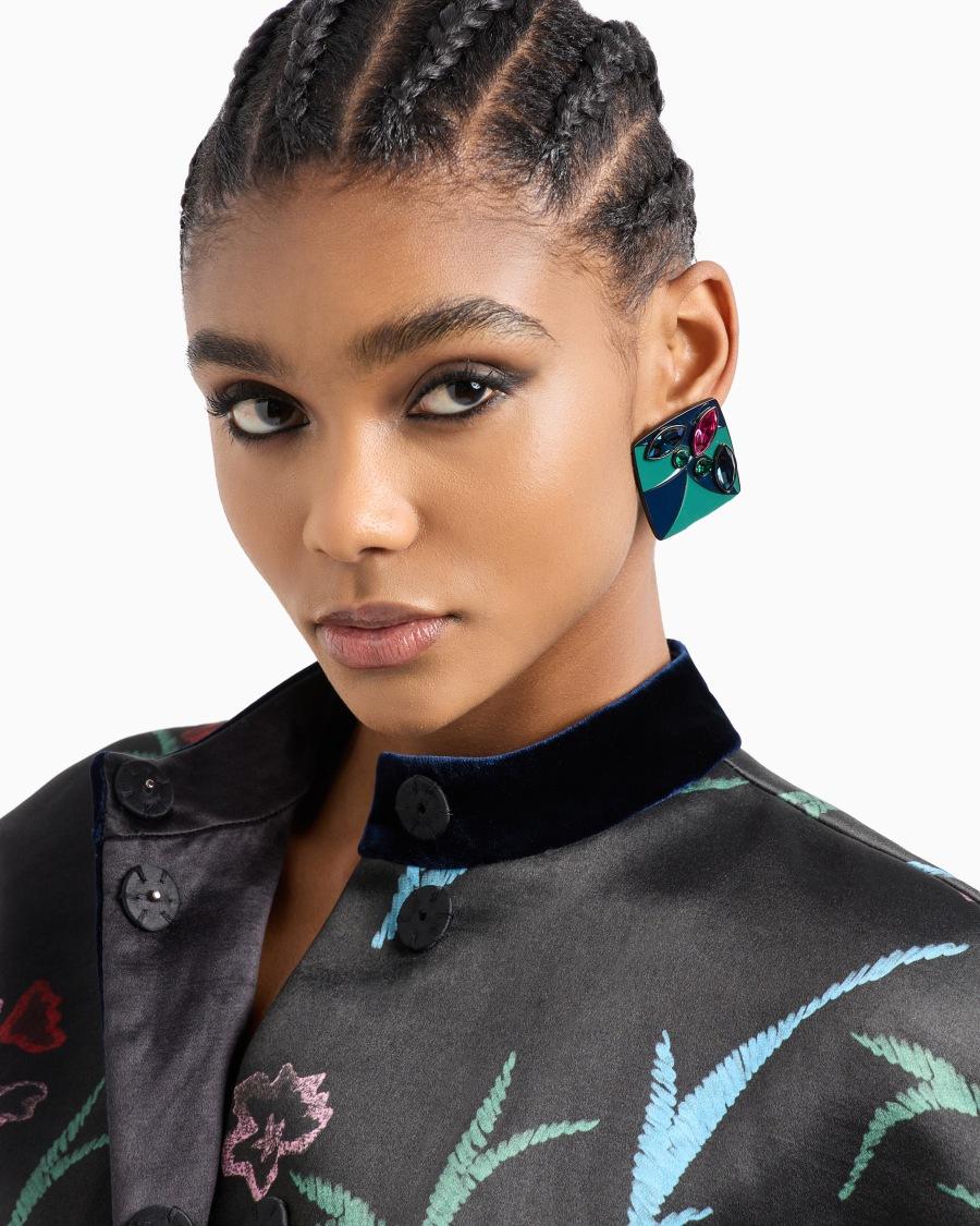 The World Of Armani ORECCHINI A CLIP SMALTATI CON CRISTALLI SWAROVSKI