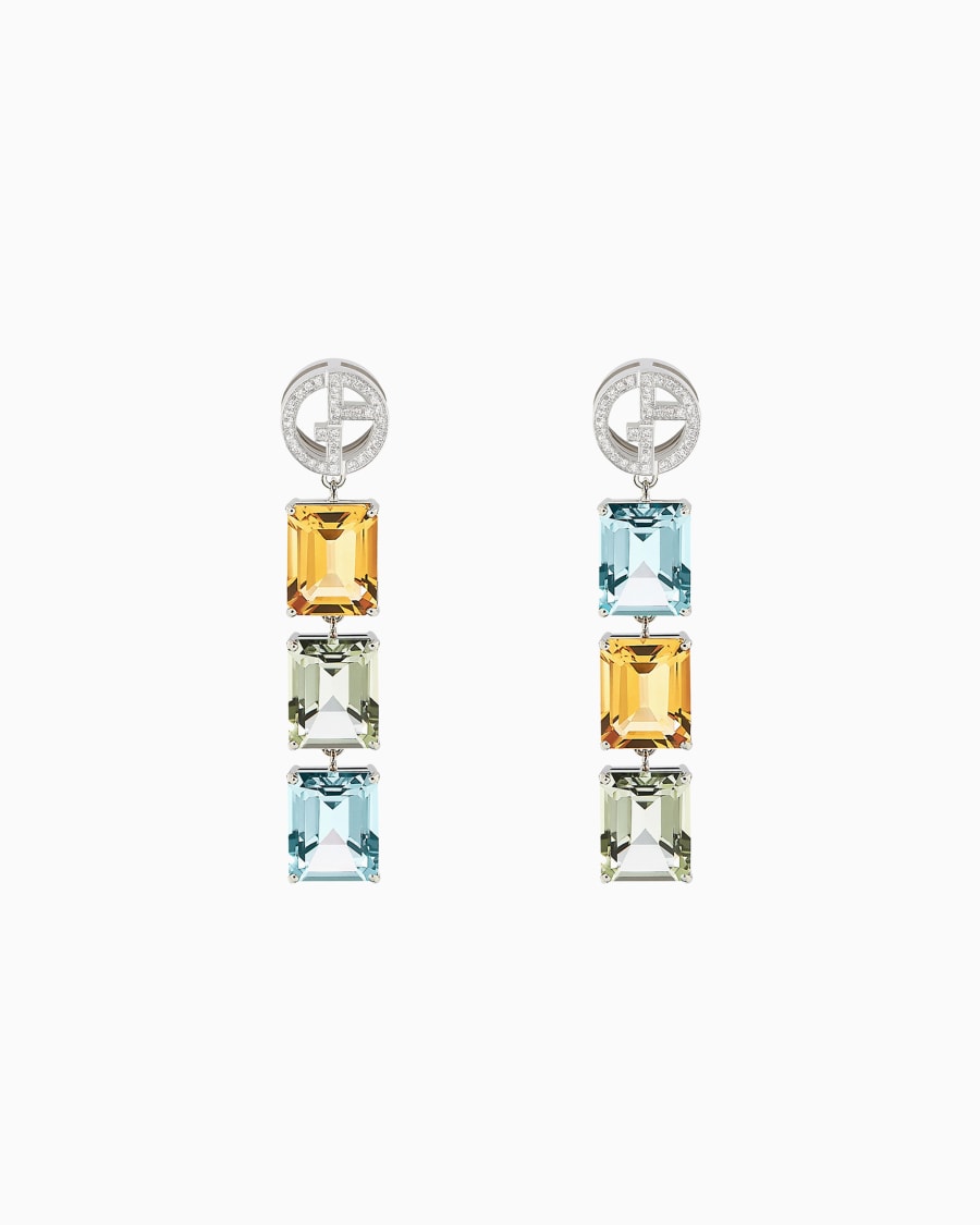 The World Of Armani ORECCHINI BORGONUOVO IN ORO BIANCO 18 KT CON DIAMANTI E PIETRE