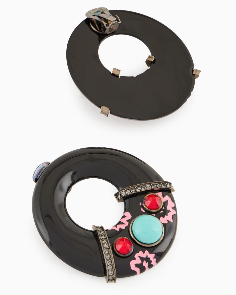 The World Of Armani ORECCHINI TONDI IN RESINA E CRISTALLI