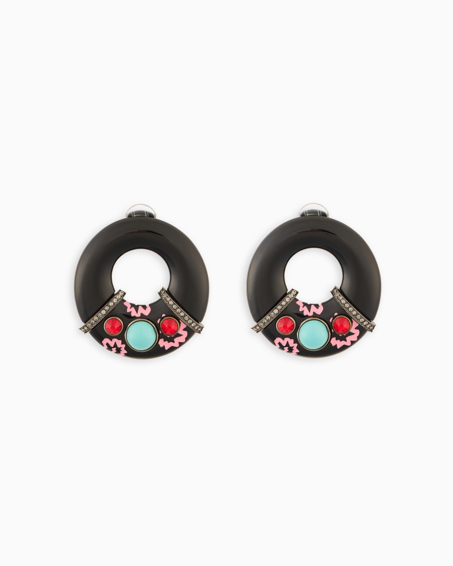 The world of armani ORECCHINI TONDI IN RESINA E CRISTALLI