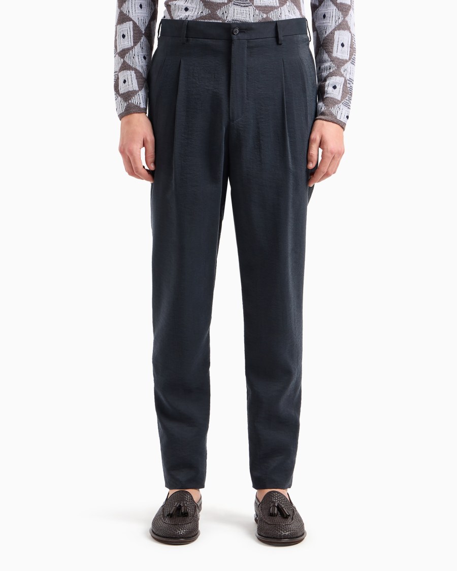 The World Of Armani PANTALONI A DUE PINCES IN TWILL MISTO SETA