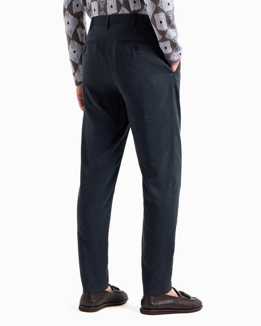 The World Of Armani PANTALONI A DUE PINCES IN TWILL MISTO SETA