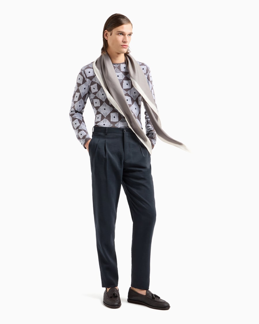 The World Of Armani PANTALONI A DUE PINCES IN TWILL MISTO SETA