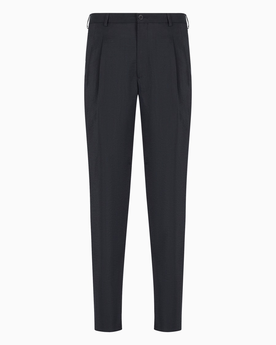 The world of armani PANTALONI A DUE PINCES IN TWILL MISTO SETA