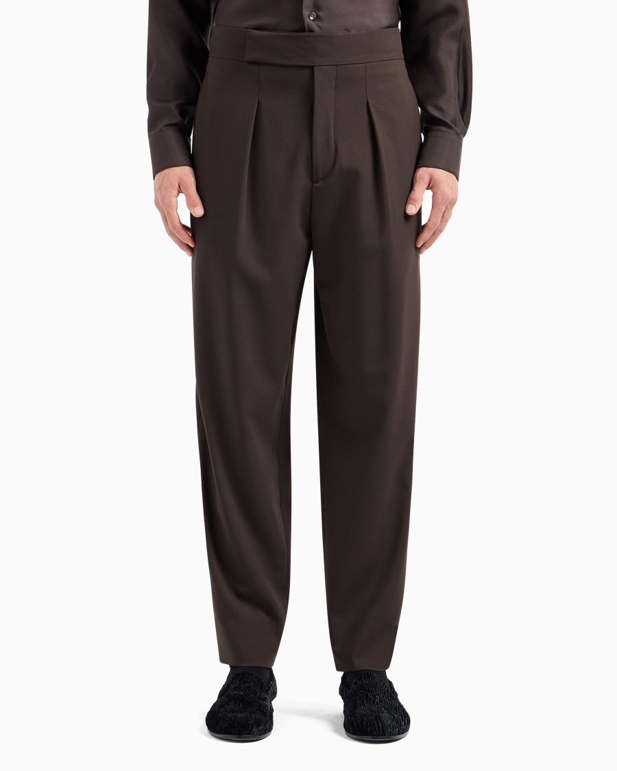 The World Of Armani PANTALONI A UNA PINCE IN CREPE DI PURA LANA