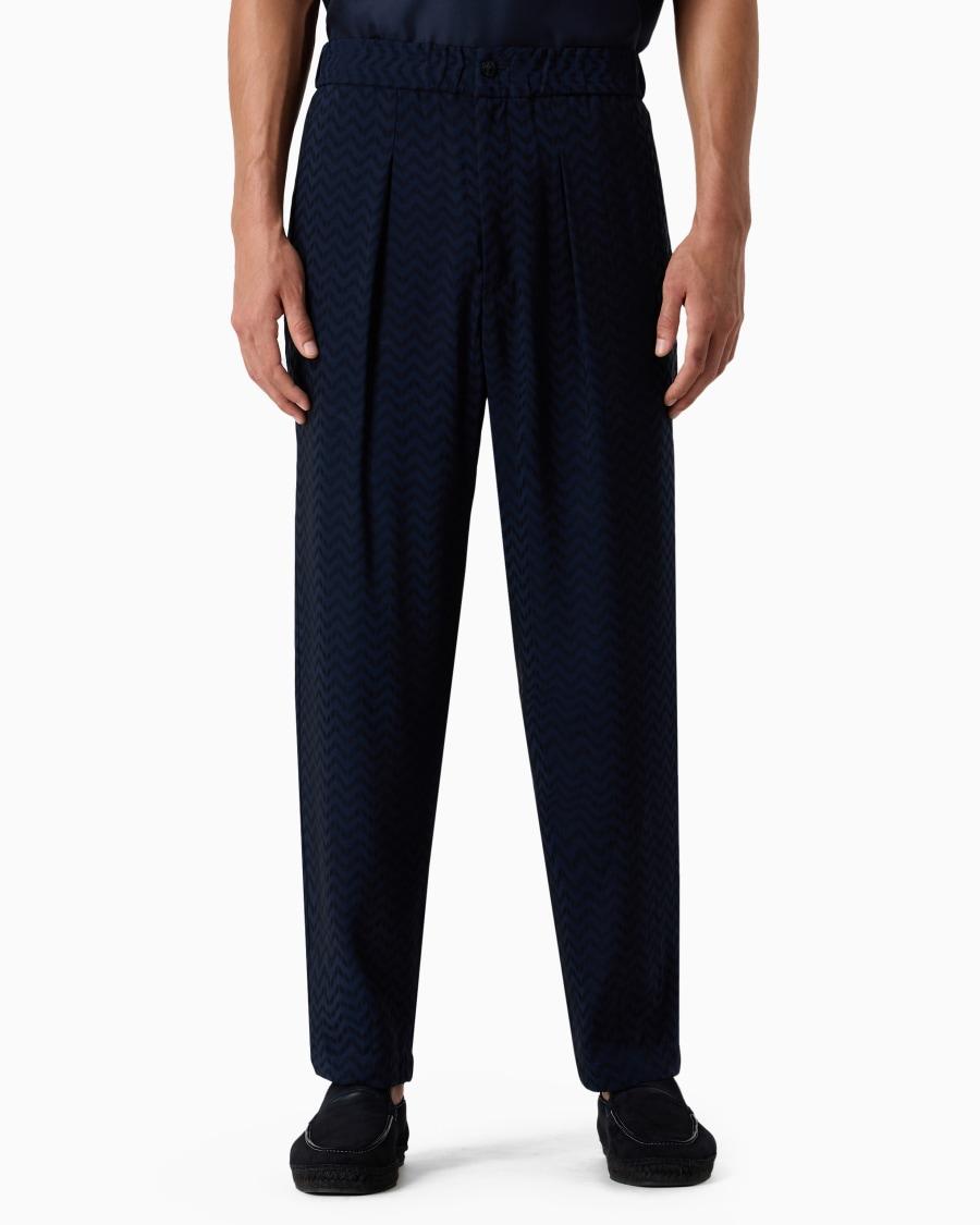 The World Of Armani PANTALONI A UNA PINCE IN CUPRO E VISCOSA JACQUARD