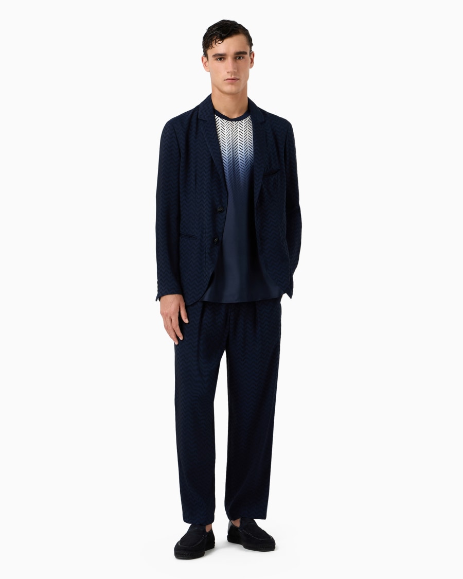 The World Of Armani PANTALONI A UNA PINCE IN CUPRO E VISCOSA JACQUARD