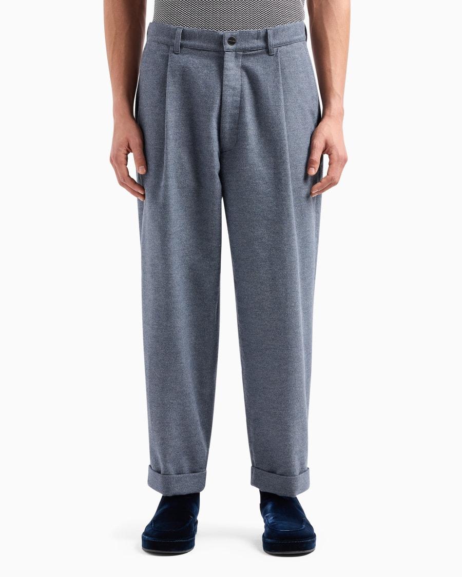 The World Of Armani PANTALONI A UNA PINCE IN DENIM DI COTONE CHEVRON