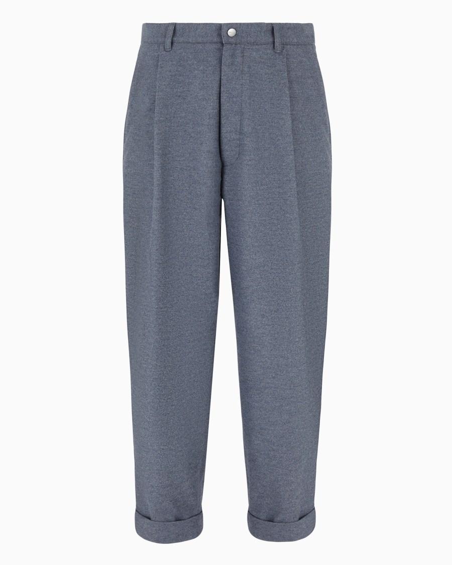 The world of armani PANTALONI A UNA PINCE IN DENIM DI COTONE CHEVRON