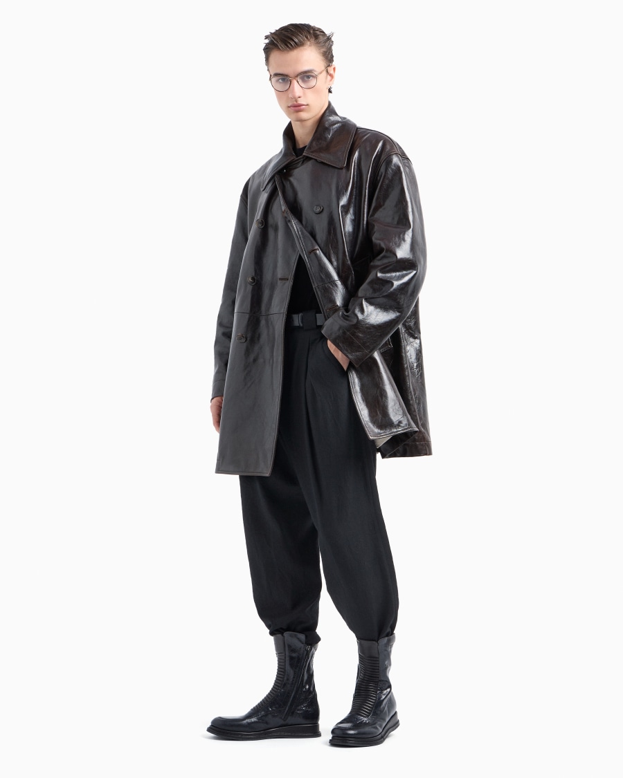 The World Of Armani PANTALONI A UNA PINCE IN FLANELLA DI LANA CRINCKLE