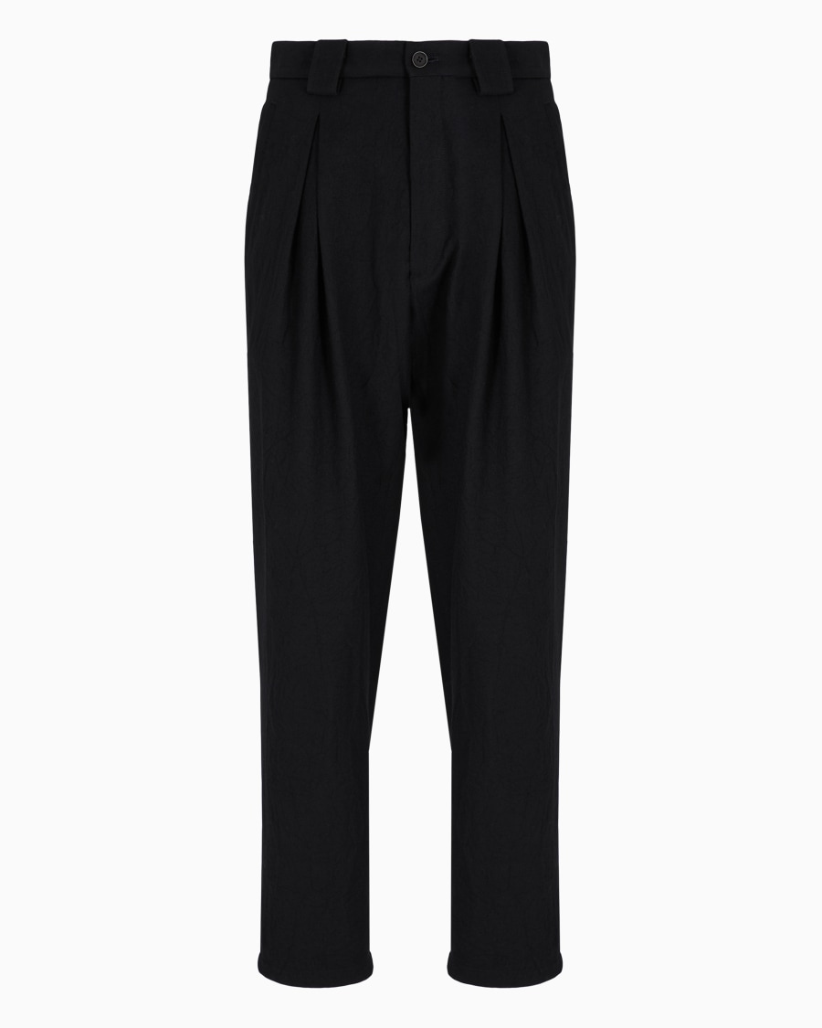 The world of armani PANTALONI A UNA PINCE IN FLANELLA DI LANA CRINCKLE