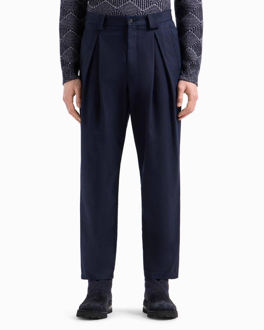 The World Of Armani PANTALONI A UNA PINCE IN GABARDINE DI COTONE