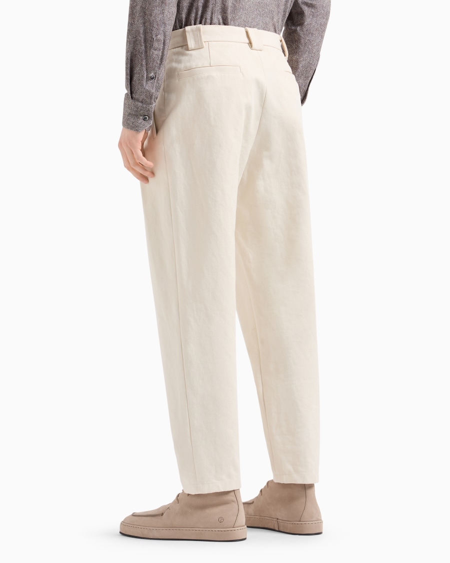 The World Of Armani PANTALONI A UNA PINCE IN GABARDINE DI COTONE