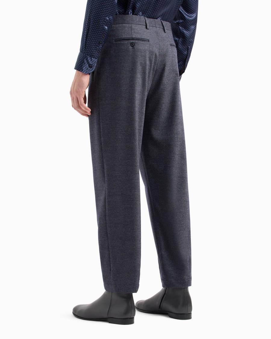 The World Of Armani PANTALONI A UNA PINCE IN LANA VERGINE E CASHMERE EFFETTO DENIM