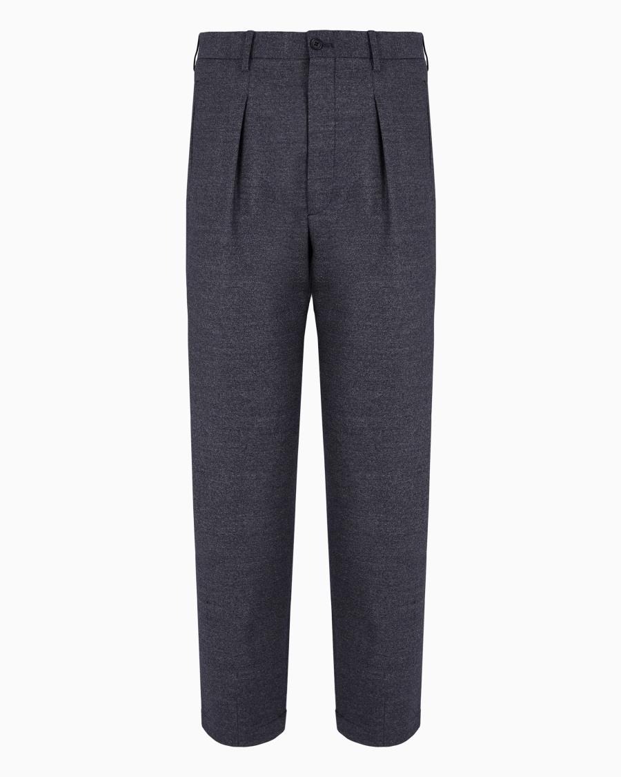 The world of armani PANTALONI A UNA PINCE IN LANA VERGINE E CASHMERE EFFETTO DENIM