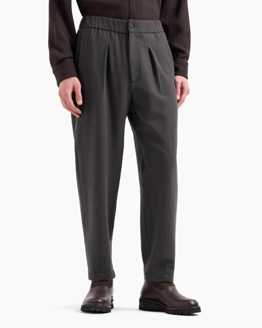 The World Of Armani PANTALONI A UNA PINCE IN LANA VERGINE E CASHMERE SEERSUCKER