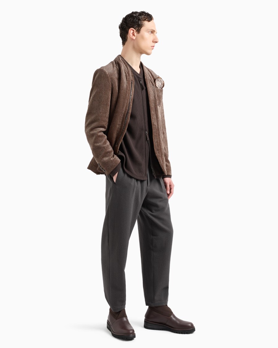 The World Of Armani PANTALONI A UNA PINCE IN LANA VERGINE E CASHMERE SEERSUCKER