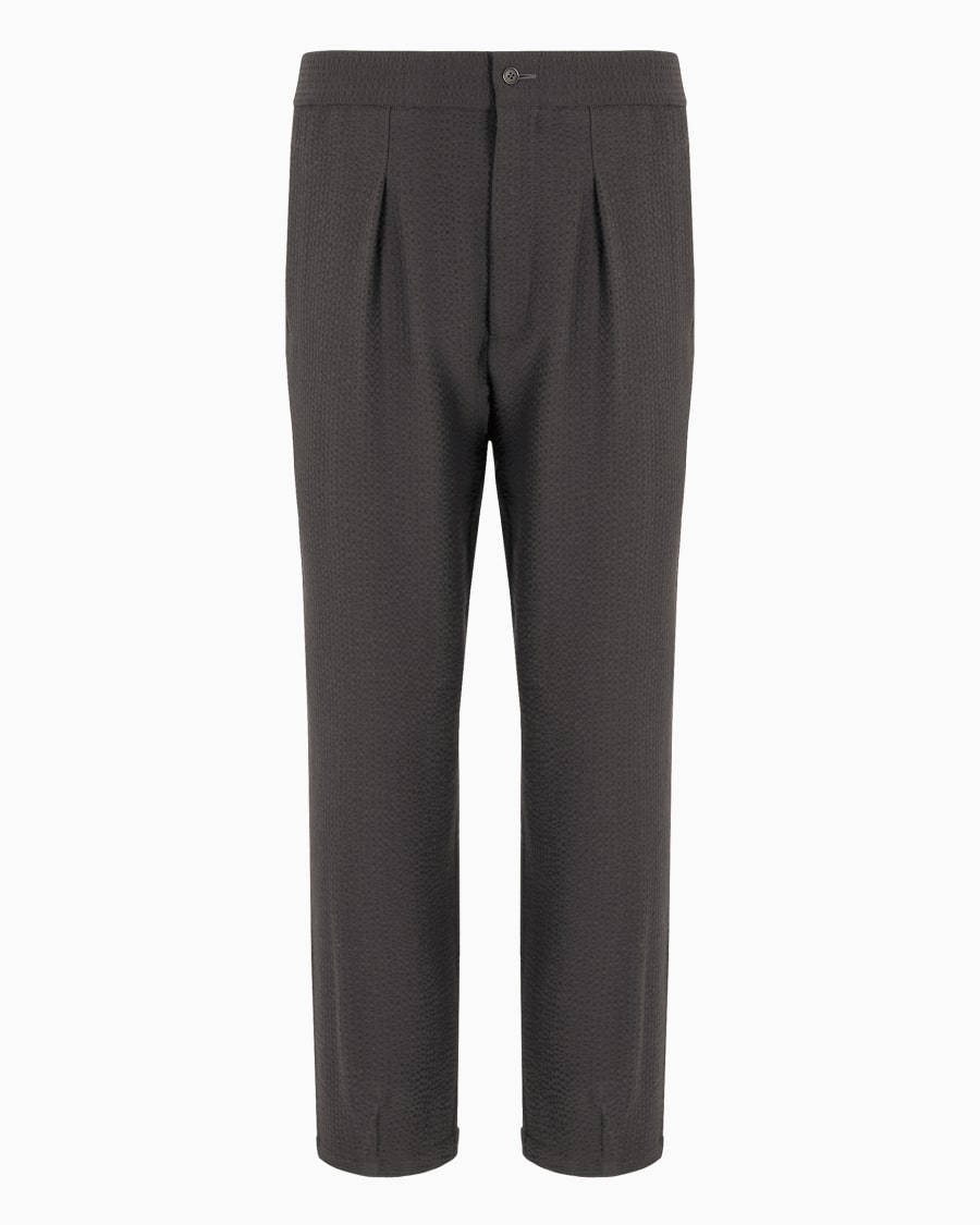 The world of armani PANTALONI A UNA PINCE IN LANA VERGINE E CASHMERE SEERSUCKER