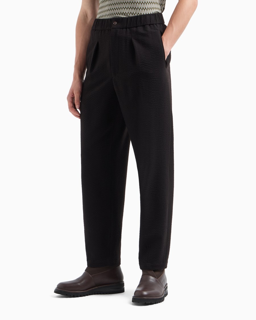 The World Of Armani PANTALONI A UNA PINCE IN LANA VERGINE E CASHMERE SEERSUCKER