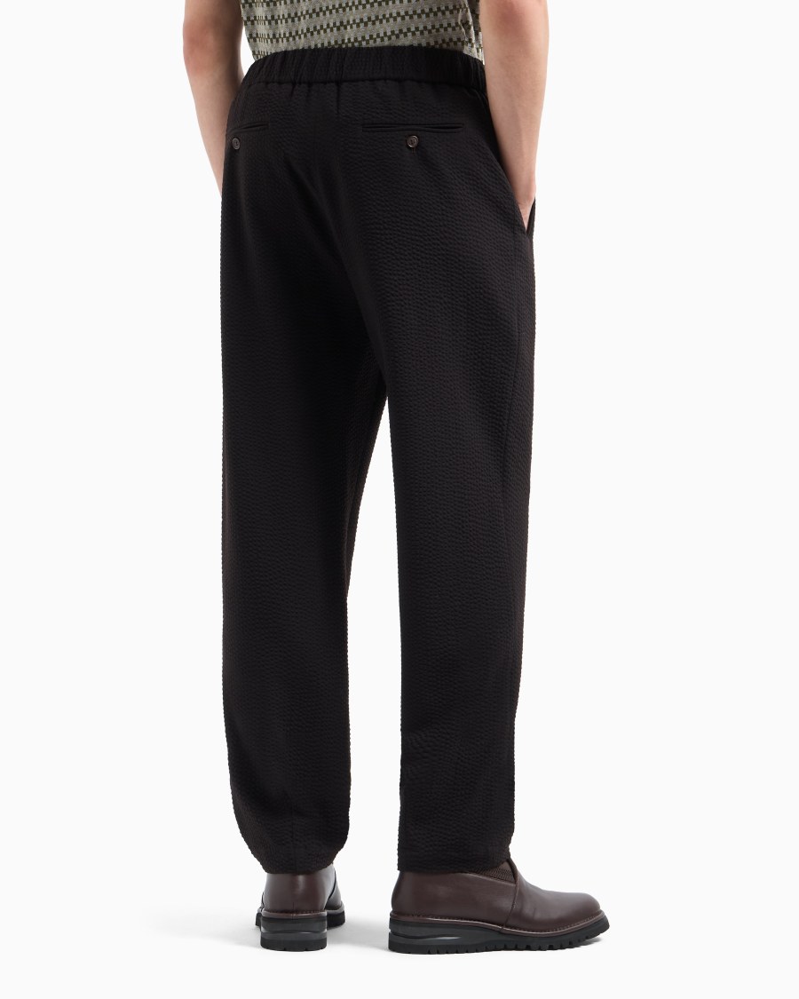 The World Of Armani PANTALONI A UNA PINCE IN LANA VERGINE E CASHMERE SEERSUCKER
