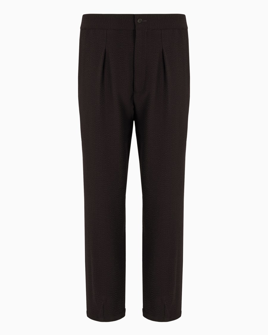 The world of armani PANTALONI A UNA PINCE IN LANA VERGINE E CASHMERE SEERSUCKER