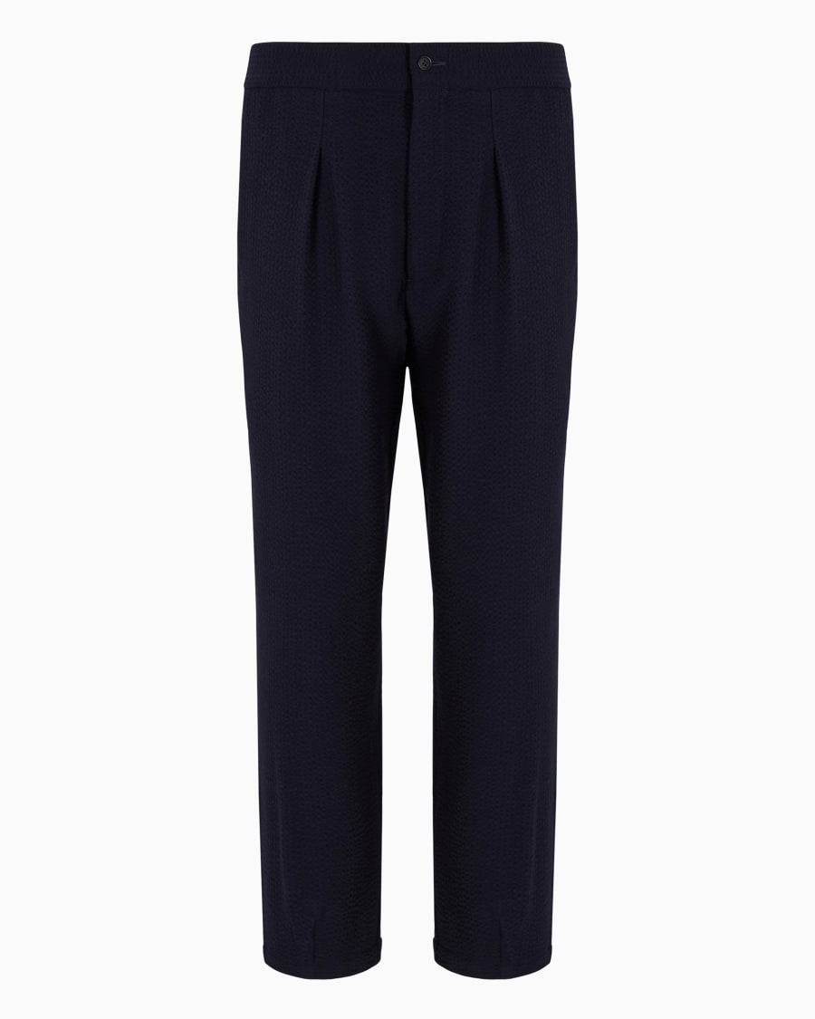 The world of armani PANTALONI A UNA PINCE IN LANA VERGINE E CASHMERE SEERSUCKER