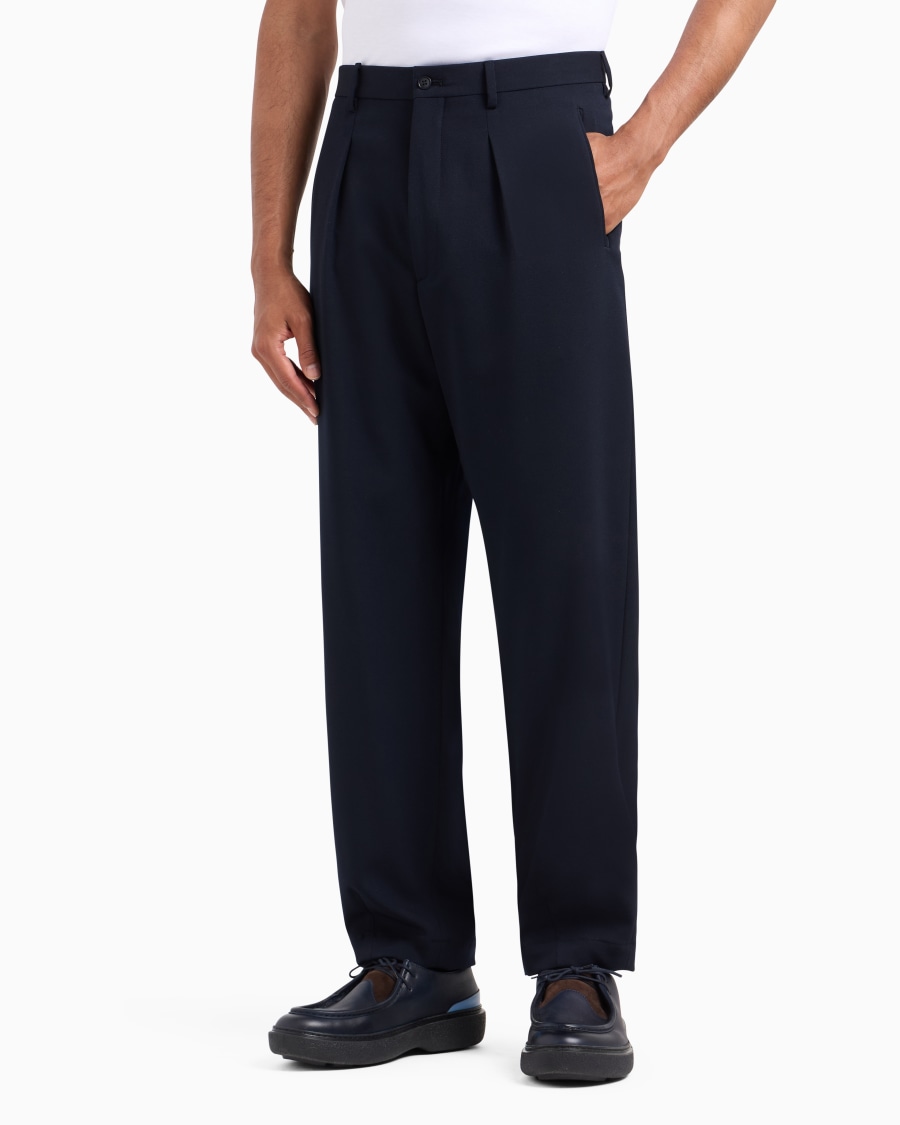 The World Of Armani PANTALONI A UNA PINCE IN LANA VERGINE STRETCH