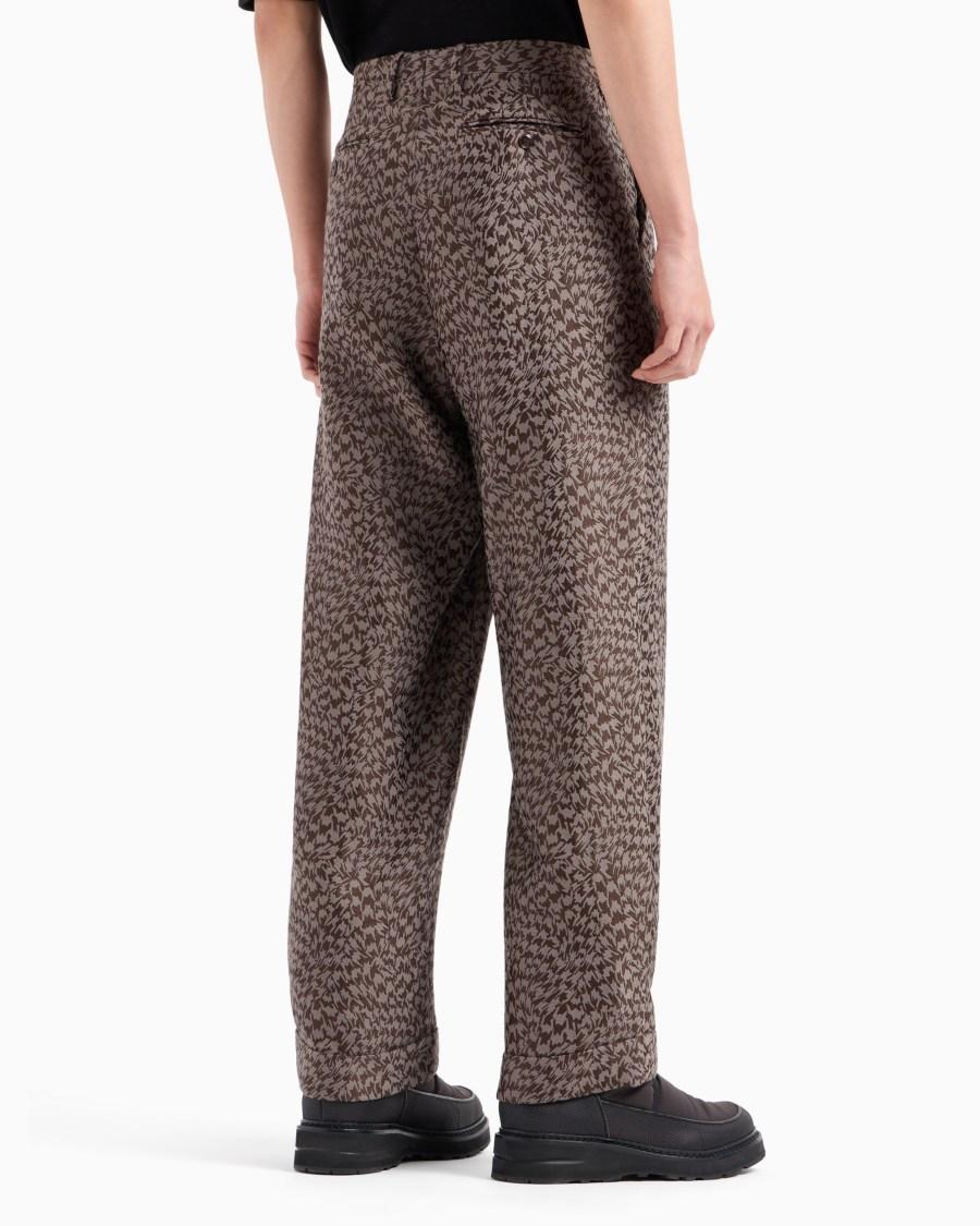 The World Of Armani PANTALONI A UNA PINCE IN LANA VERGINE VISCOSA E SETA JACQUARD