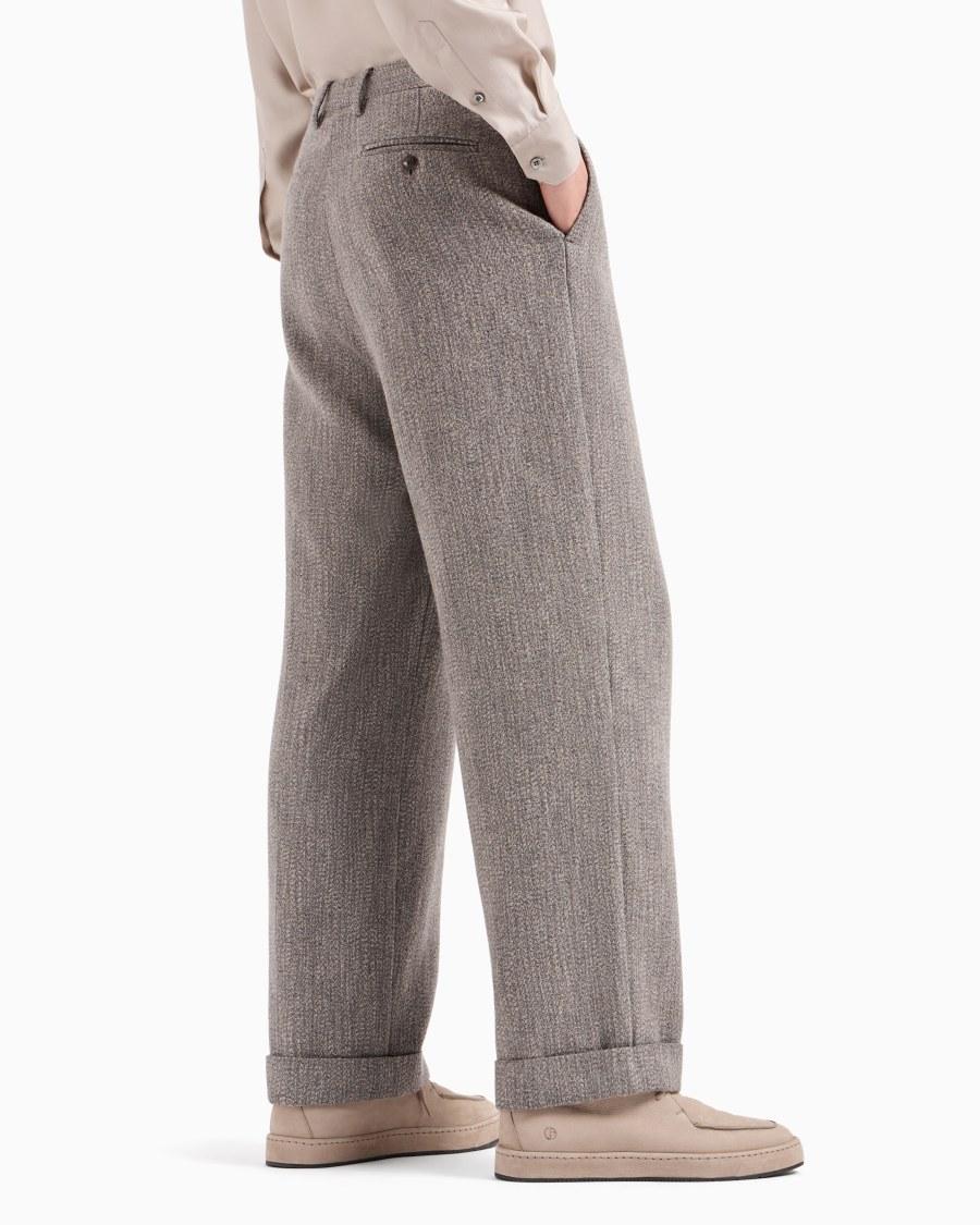 The World Of Armani PANTALONI A UNA PINCE IN MISTO VISCOSA E LANA JACQUARD