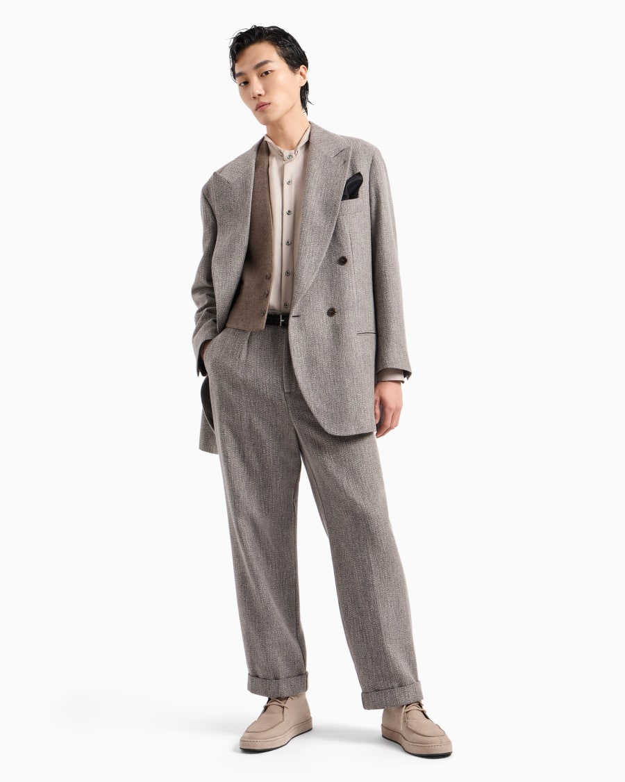 The World Of Armani PANTALONI A UNA PINCE IN MISTO VISCOSA E LANA JACQUARD