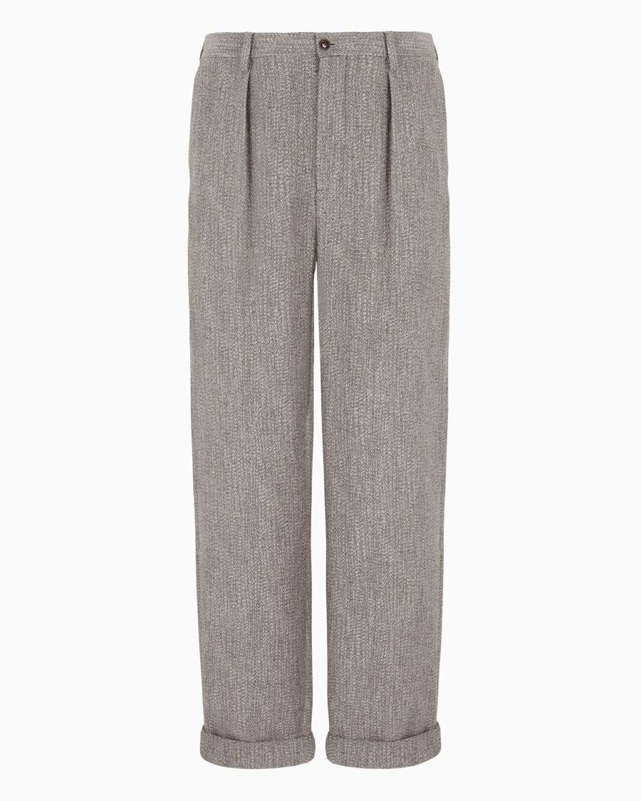 The world of armani PANTALONI A UNA PINCE IN MISTO VISCOSA E LANA JACQUARD