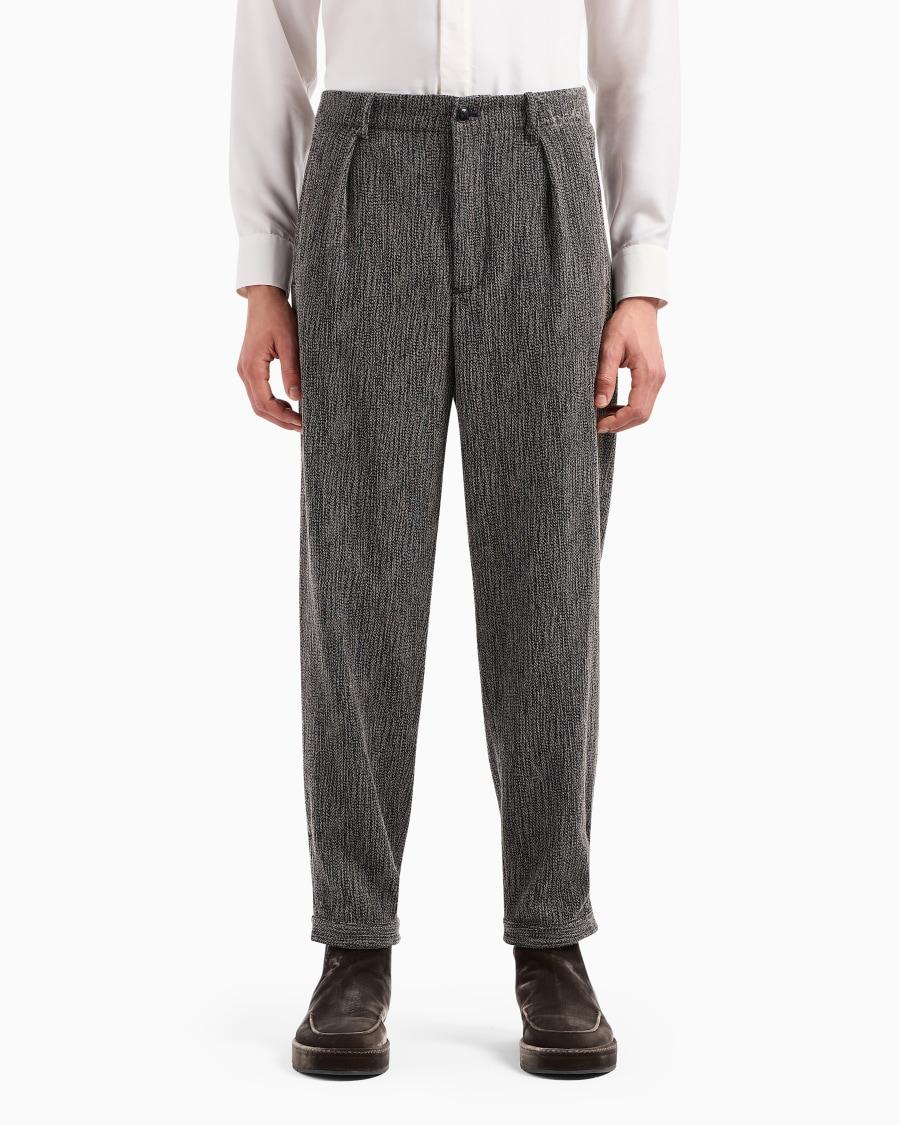 The World Of Armani PANTALONI A UNA PINCE IN MISTO VISCOSA E LANA VERGINE JACQUARD