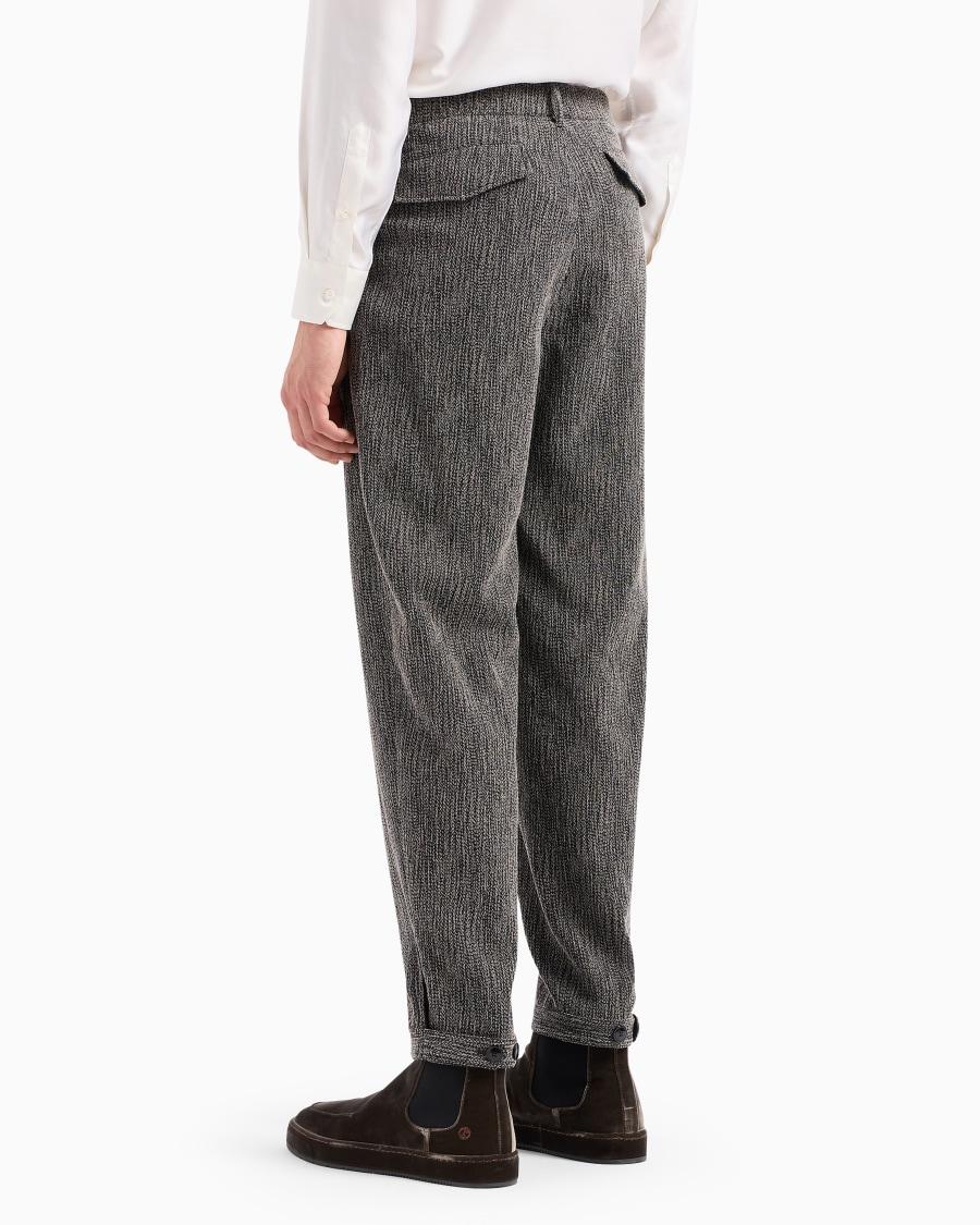 The World Of Armani PANTALONI A UNA PINCE IN MISTO VISCOSA E LANA VERGINE JACQUARD