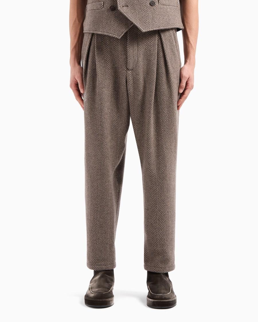 The World Of Armani PANTALONI A UNA PINCE IN PANNO DI MISTO CASHMERE JACQUARD