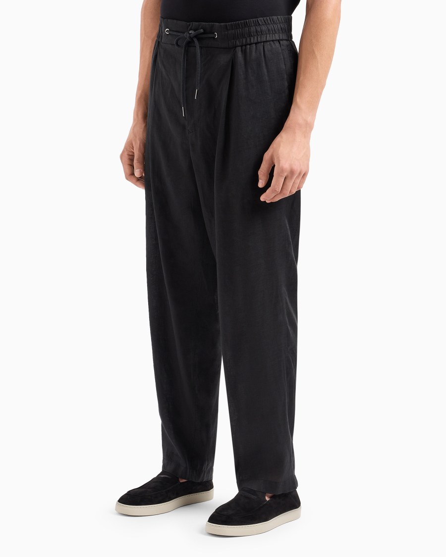 The World Of Armani PANTALONI A UNA PINCE IN TELA DI LINO