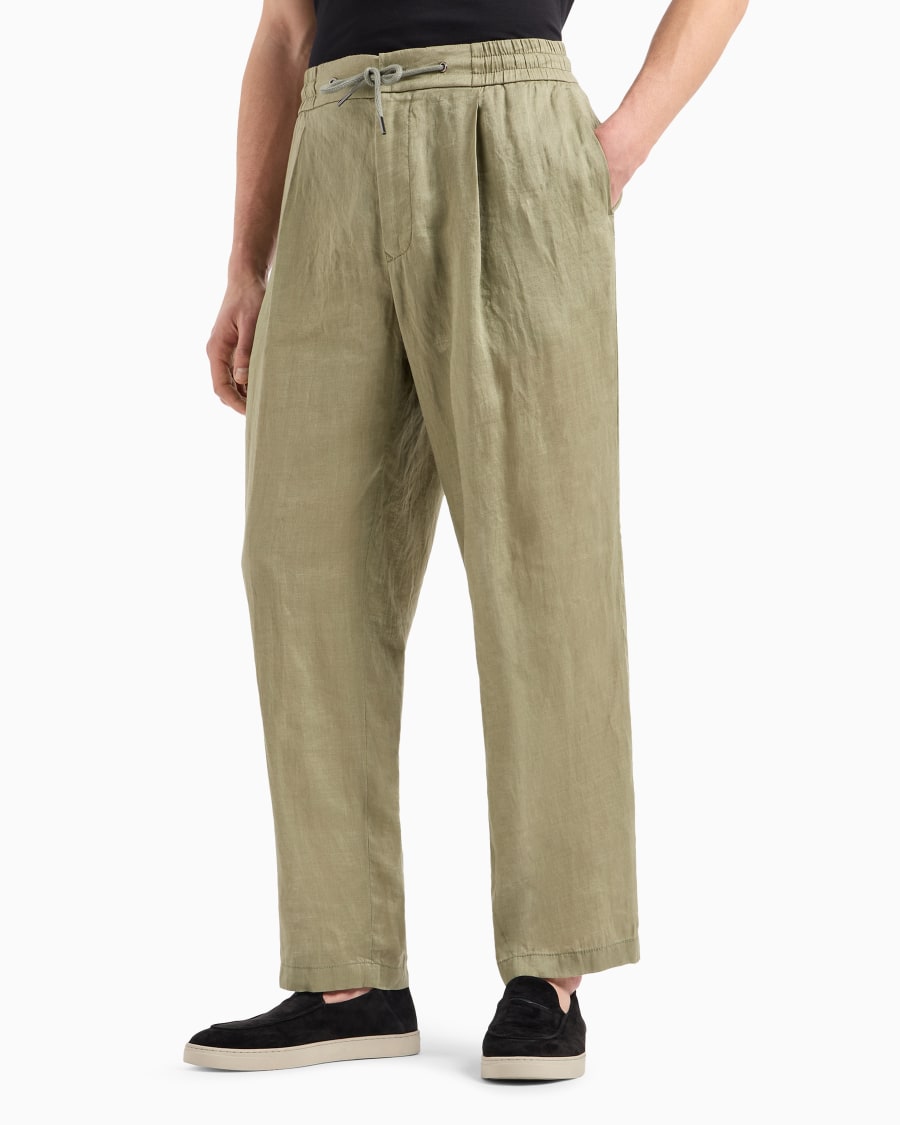 The World Of Armani PANTALONI A UNA PINCE IN TELA DI LINO