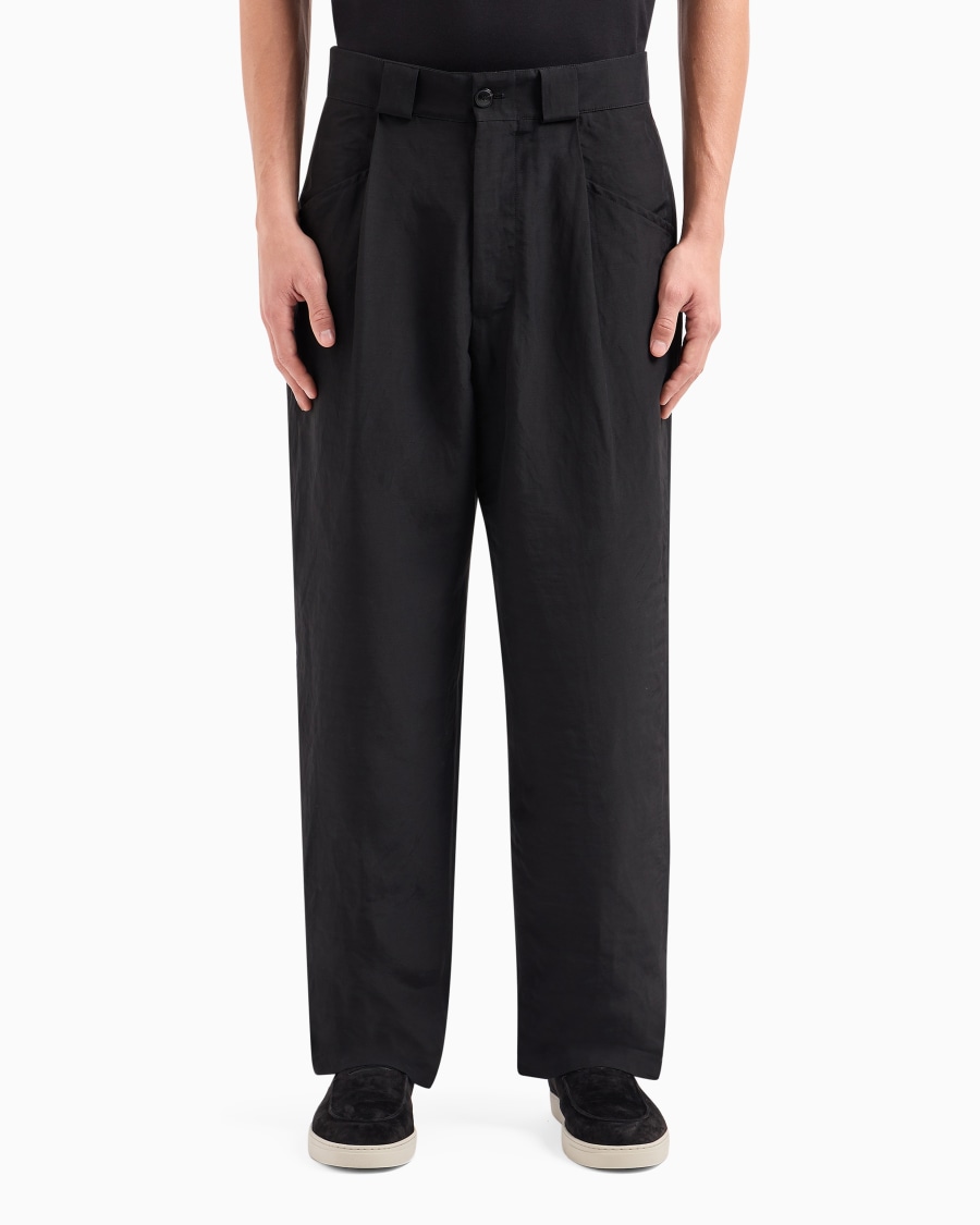 The World Of Armani PANTALONI A UNA PINCE IN TELA DI VISCOSA E LINO