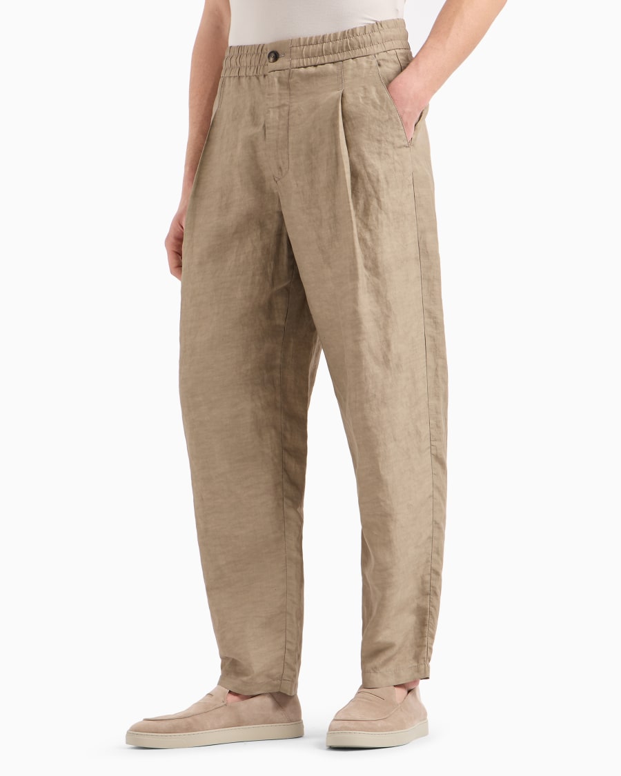 The World Of Armani PANTALONI A UNA PINCE IN TELA DI VISCOSA E LINO
