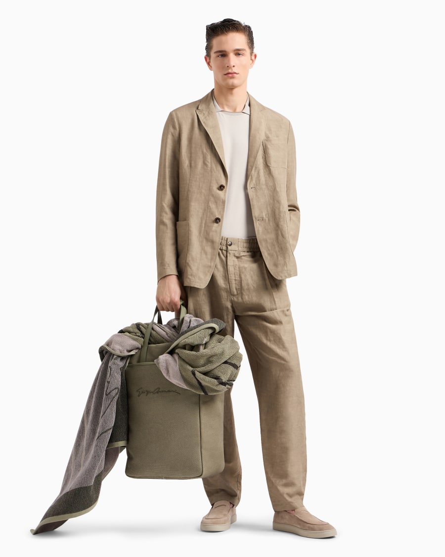 The World Of Armani PANTALONI A UNA PINCE IN TELA DI VISCOSA E LINO