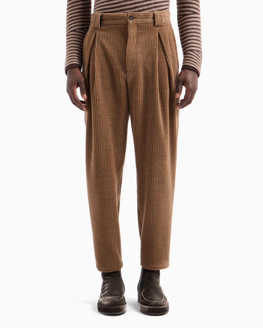 The World Of Armani PANTALONI A UNA PINCE IN VELLUTO DI LANA ALPACA E CASHMERE