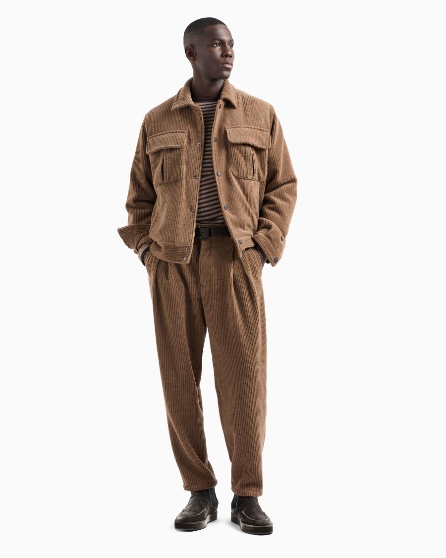 The World Of Armani PANTALONI A UNA PINCE IN VELLUTO DI LANA ALPACA E CASHMERE