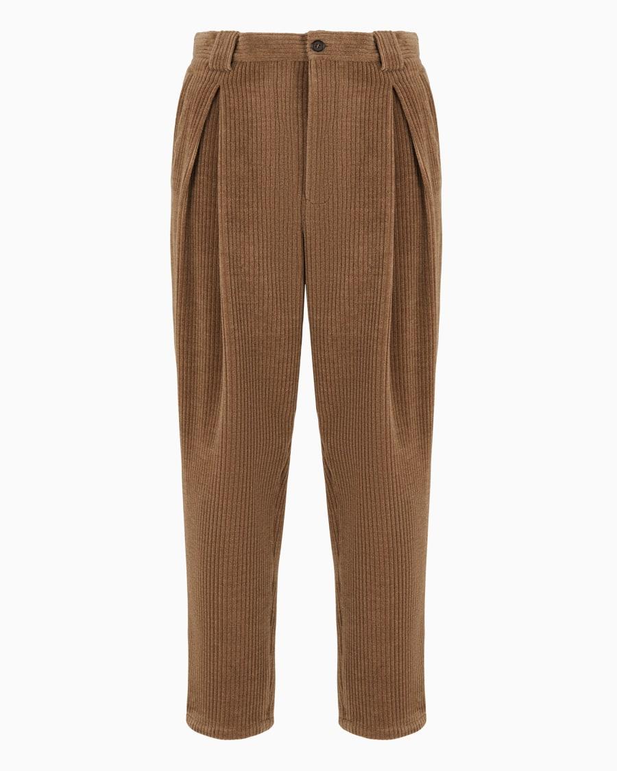 The world of armani PANTALONI A UNA PINCE IN VELLUTO DI LANA ALPACA E CASHMERE