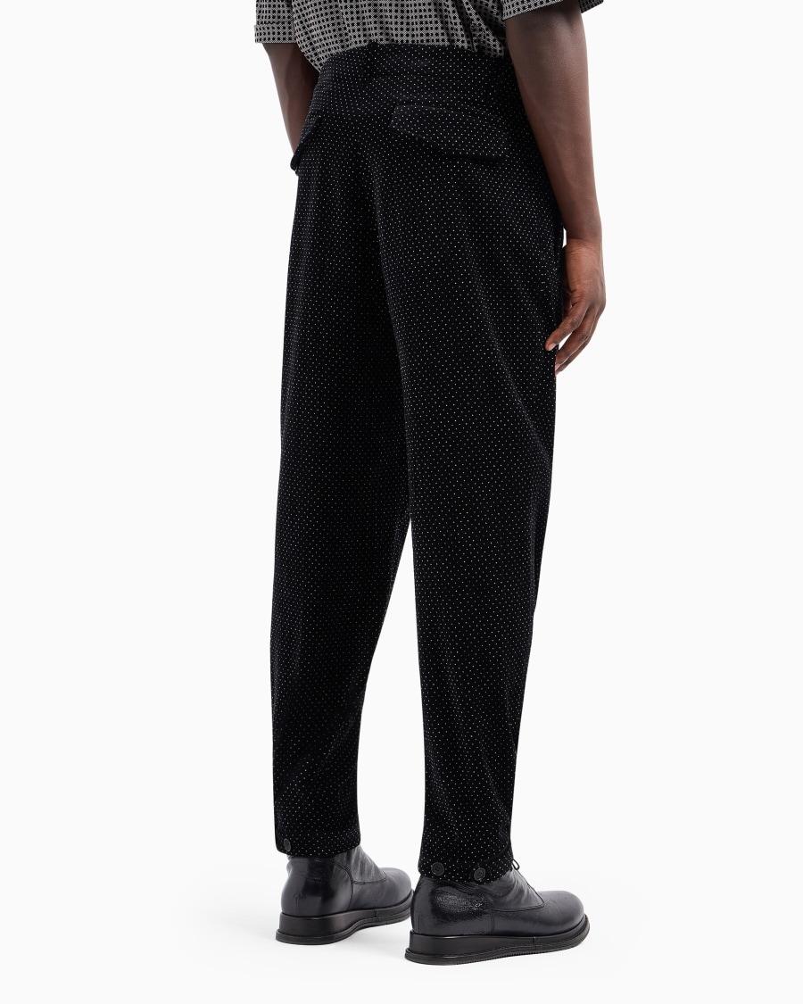 The World Of Armani PANTALONI A UNA PINCE IN VELLUTO SEERSUCKER CON MOTIVO A POIS