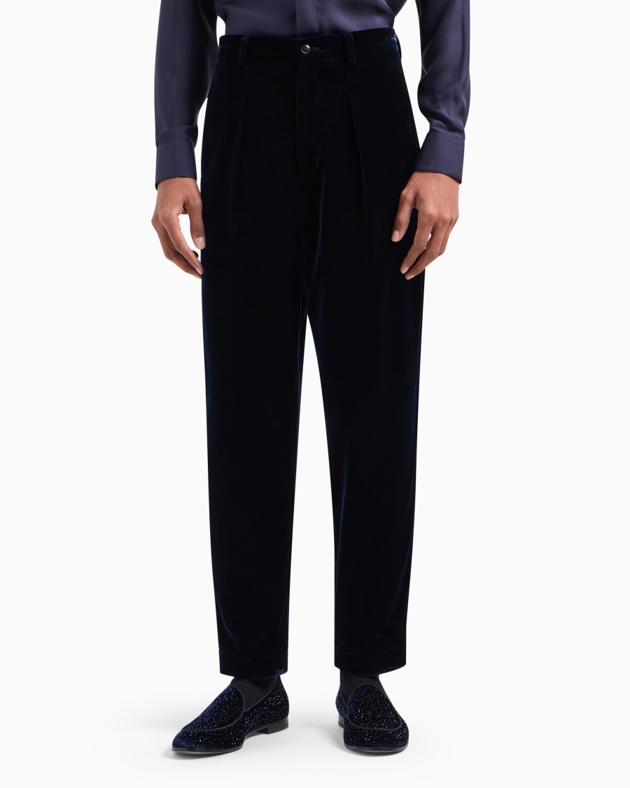 The World Of Armani PANTALONI A UNA PINCE IN VELLUTO STRETCH