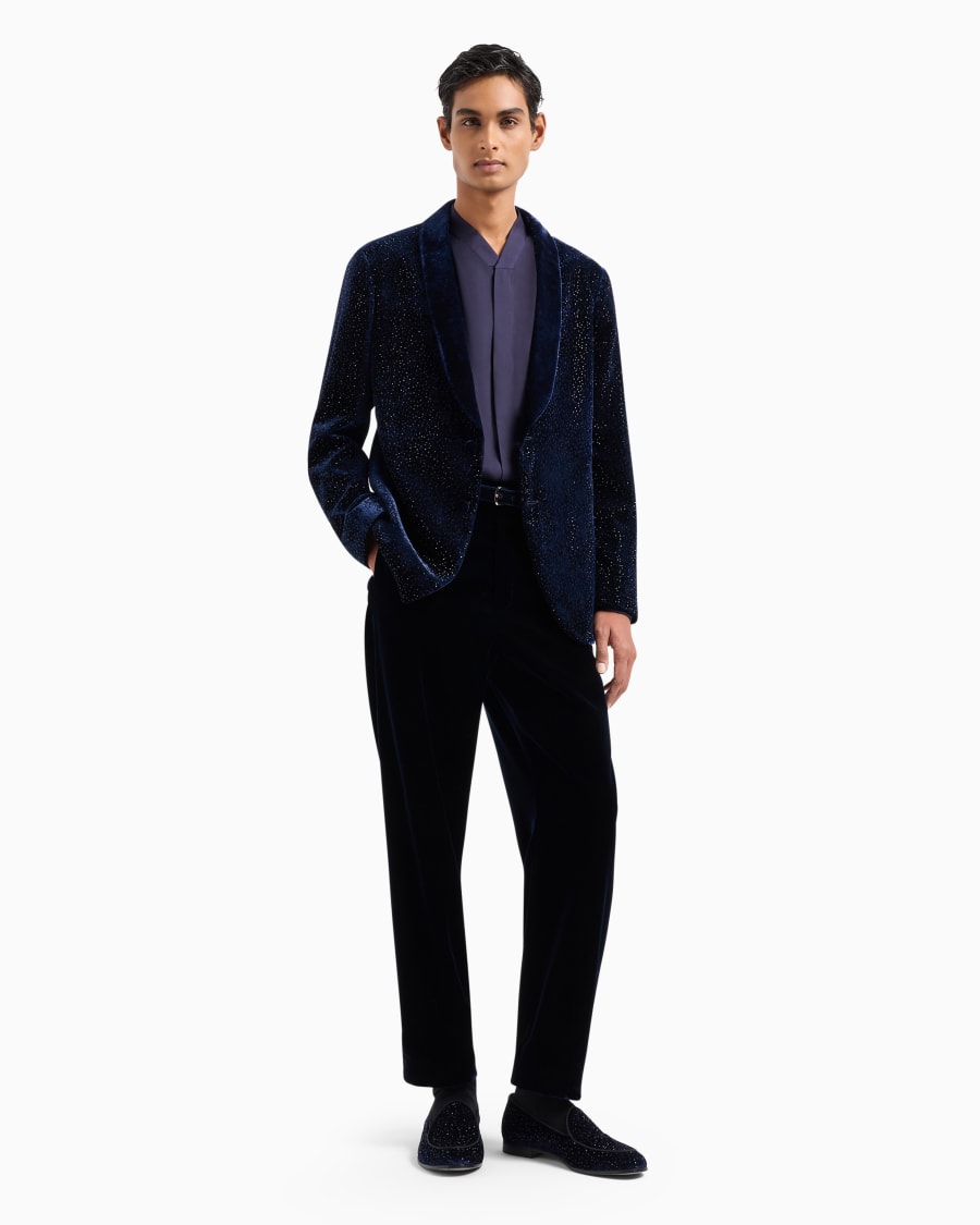 The World Of Armani PANTALONI A UNA PINCE IN VELLUTO STRETCH