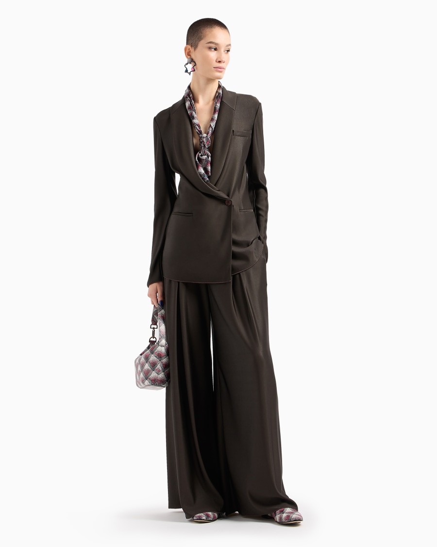 The World Of Armani PANTALONI AMPI CON PINCES IN JERSEY DI VISCOSA DOUBLE ASV