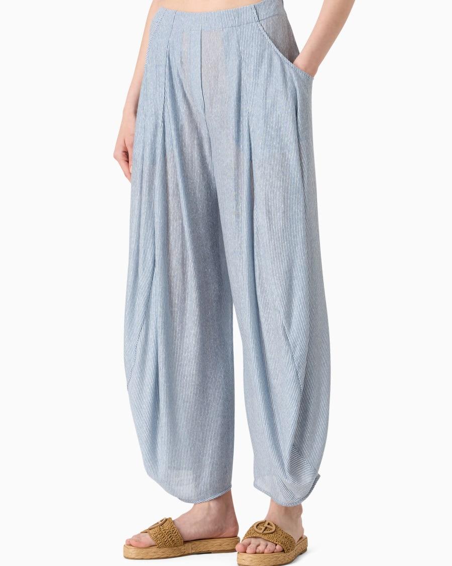 The World Of Armani PANTALONI AMPI IN JERSEY DI LINO E VISCOSA