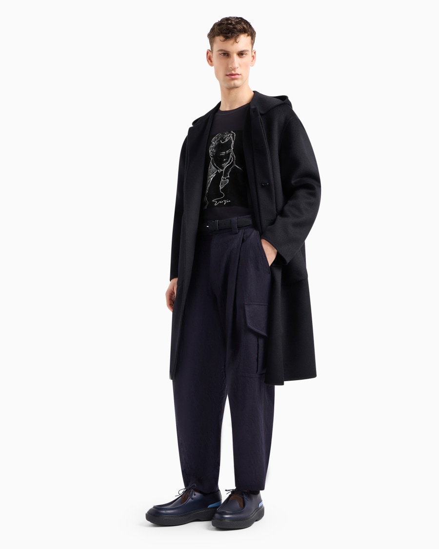 The World Of Armani PANTALONI CARGO A UNA PINCE IN FLANELLA DI LANA CRINCKLE