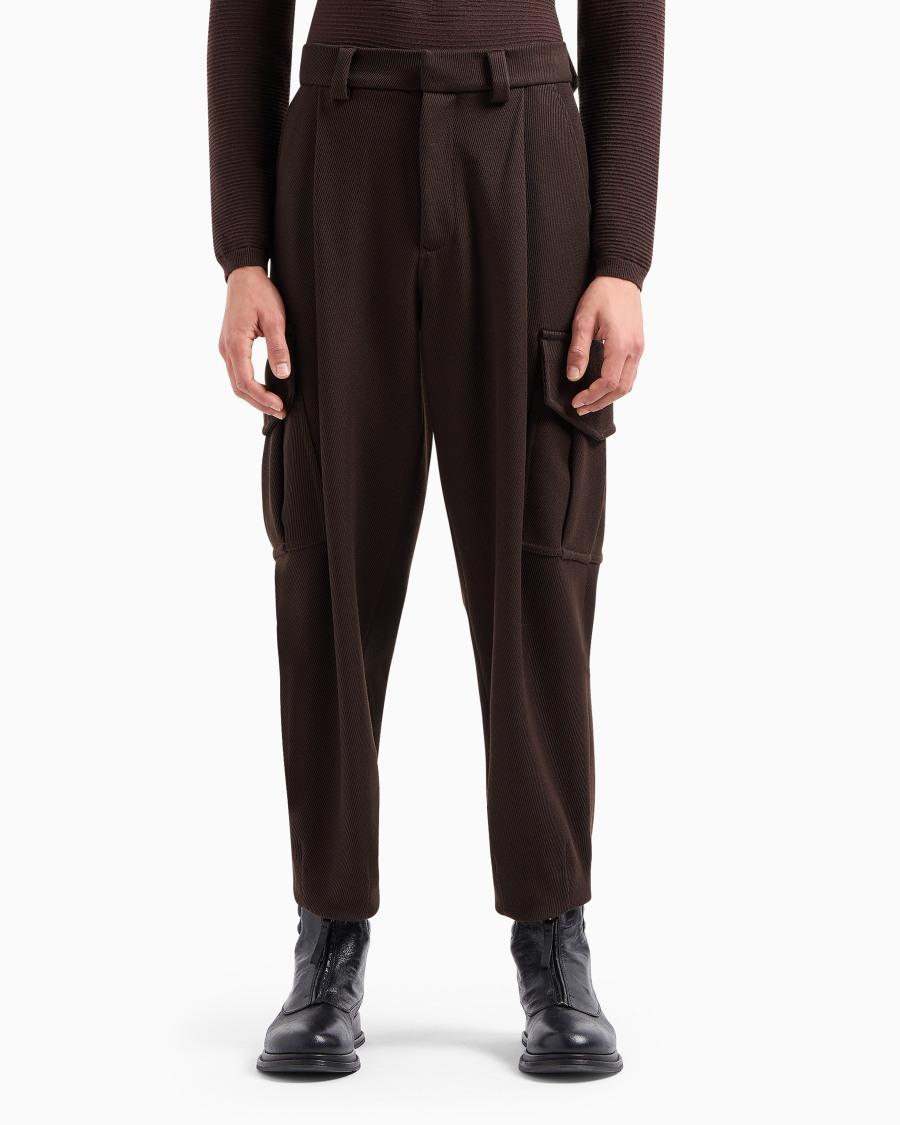 The World Of Armani PANTALONI CARGO A UNA PINCE IN LANA VERGINE